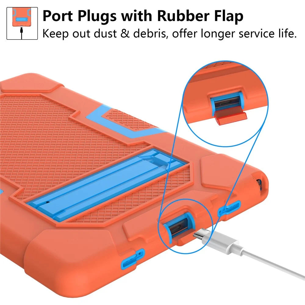Robot B3 Series for Samsung Galaxy Tab A8 10.5 (2021) / (2022) Contrast Color PC + Silicone Tablet Shockproof Cover Kickstand Design Protective Case - Orange / Blue - 5