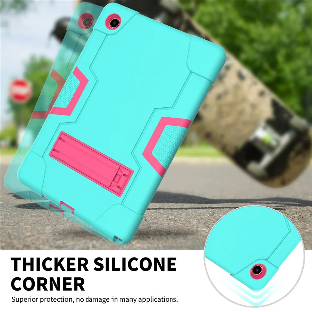 Robot B Series for Samsung Galaxy Tab A8 10.5 (2021) / (2022) Contrast Color PC + Silicone Tablet Protective Cover Anti-drop Case with Kickstand - Mint Green / Rose Red - 3