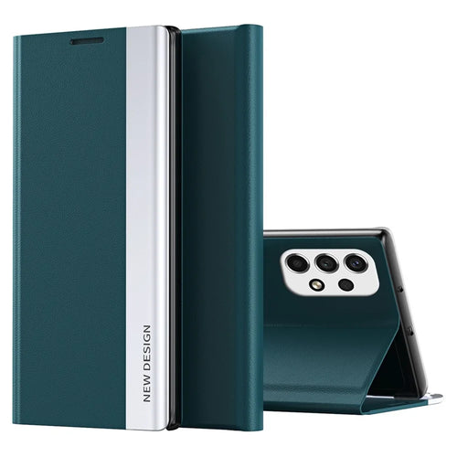 For Samsung Galaxy A23 5G (Global Version) / 4G Anti-fall Stand Design Electroplating PU Leather Protective Cover   Phone Case - Green - 1