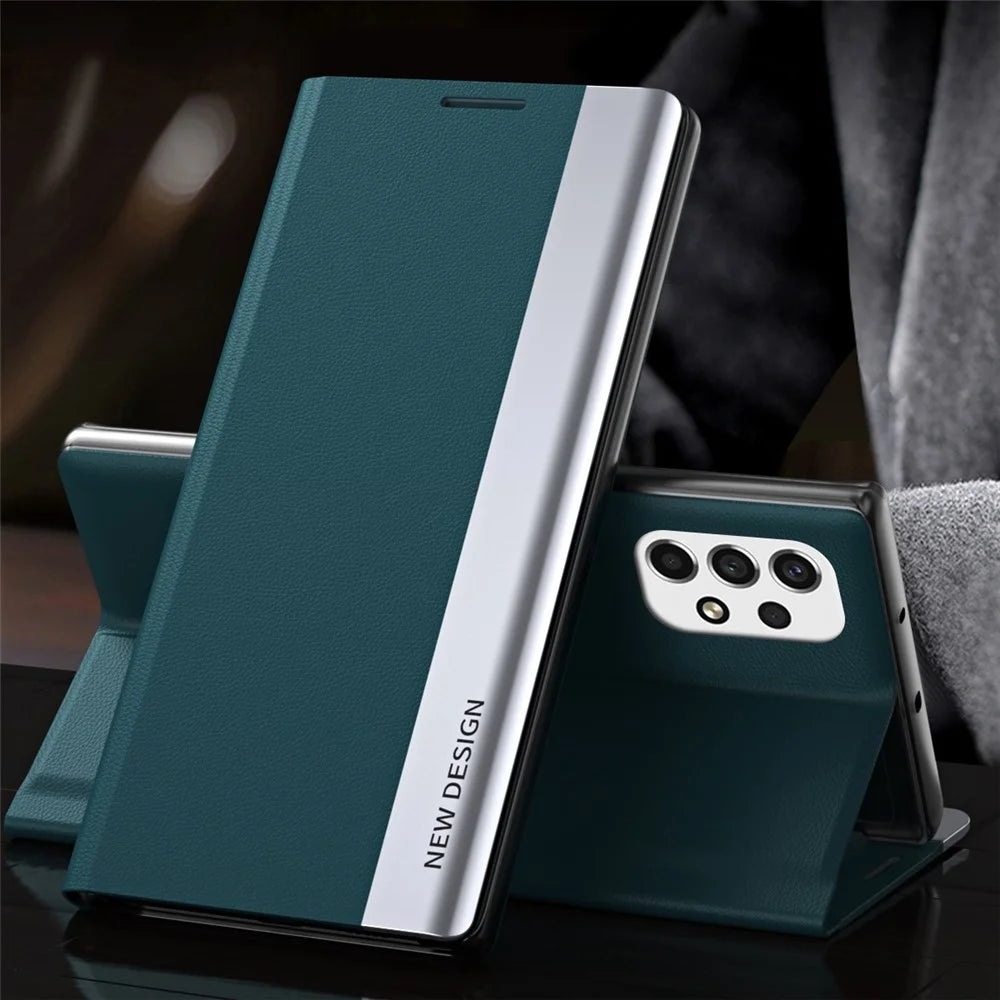 For Samsung Galaxy A23 5G (Global Version) / 4G Anti-fall Stand Design Electroplating PU Leather Protective Cover   Phone Case - Green - 2