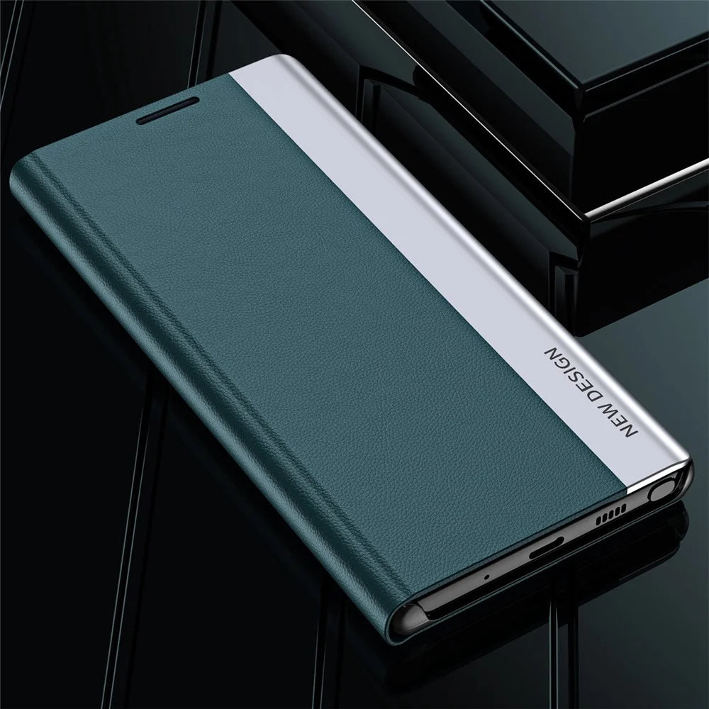 For Samsung Galaxy A23 5G (Global Version) / 4G Anti-fall Stand Design Electroplating PU Leather Protective Cover   Phone Case - Green - 3