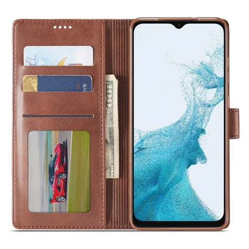 LC.IMEEKE for Samsung Galaxy A23 4G / 5G (Global Version) / M23 5G / F23 5G Shockproof Textured PU Leather Flip Folio Stand Wallet Case Mobile Phone Case Cover - Brown - 2