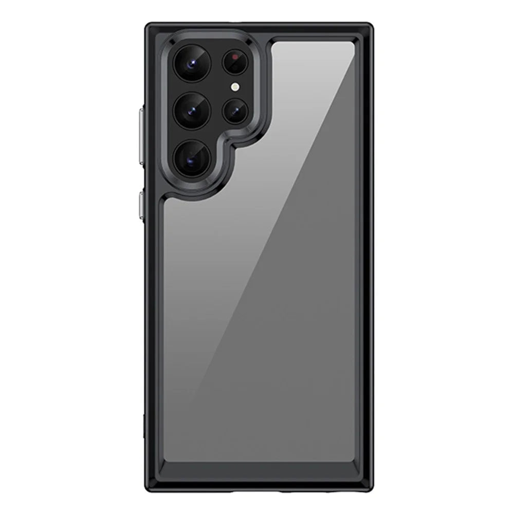 For Samsung Galaxy S22 Ultra 5G TPU + Acrylic Back Cover Anti-fall Clear Phone Case with Independent PC Buttons - Black - 1