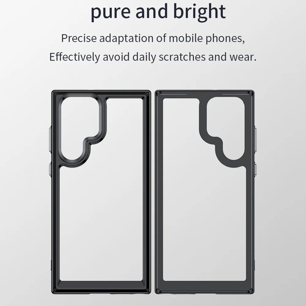For Samsung Galaxy S22 Ultra 5G TPU + Acrylic Back Cover Anti-fall Clear Phone Case with Independent PC Buttons - Black - 2