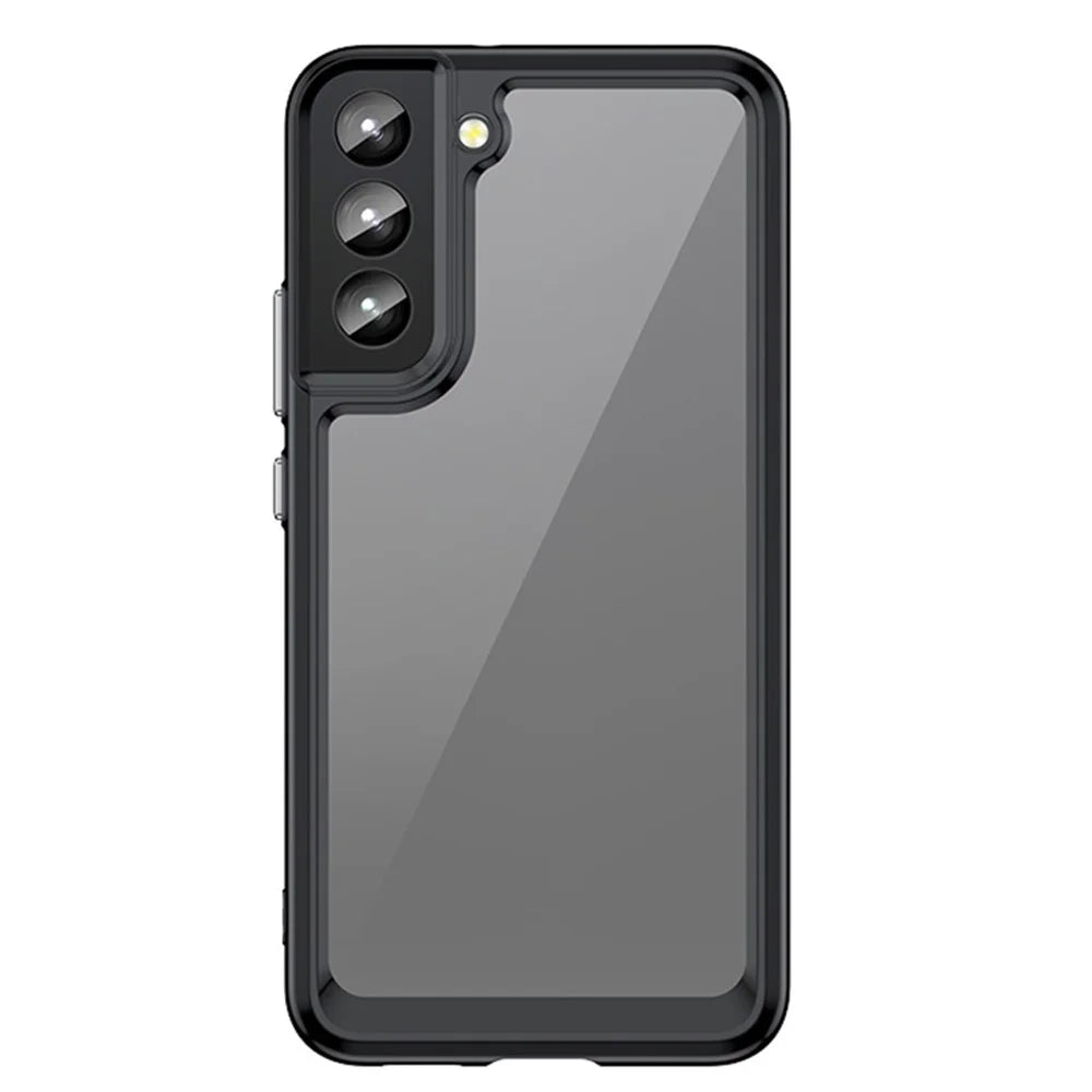 For Samsung Galaxy S22 5G TPU + Acrylic Anti-scratch Phone Case Protective Cover with Independent PC Buttons - Black - 1