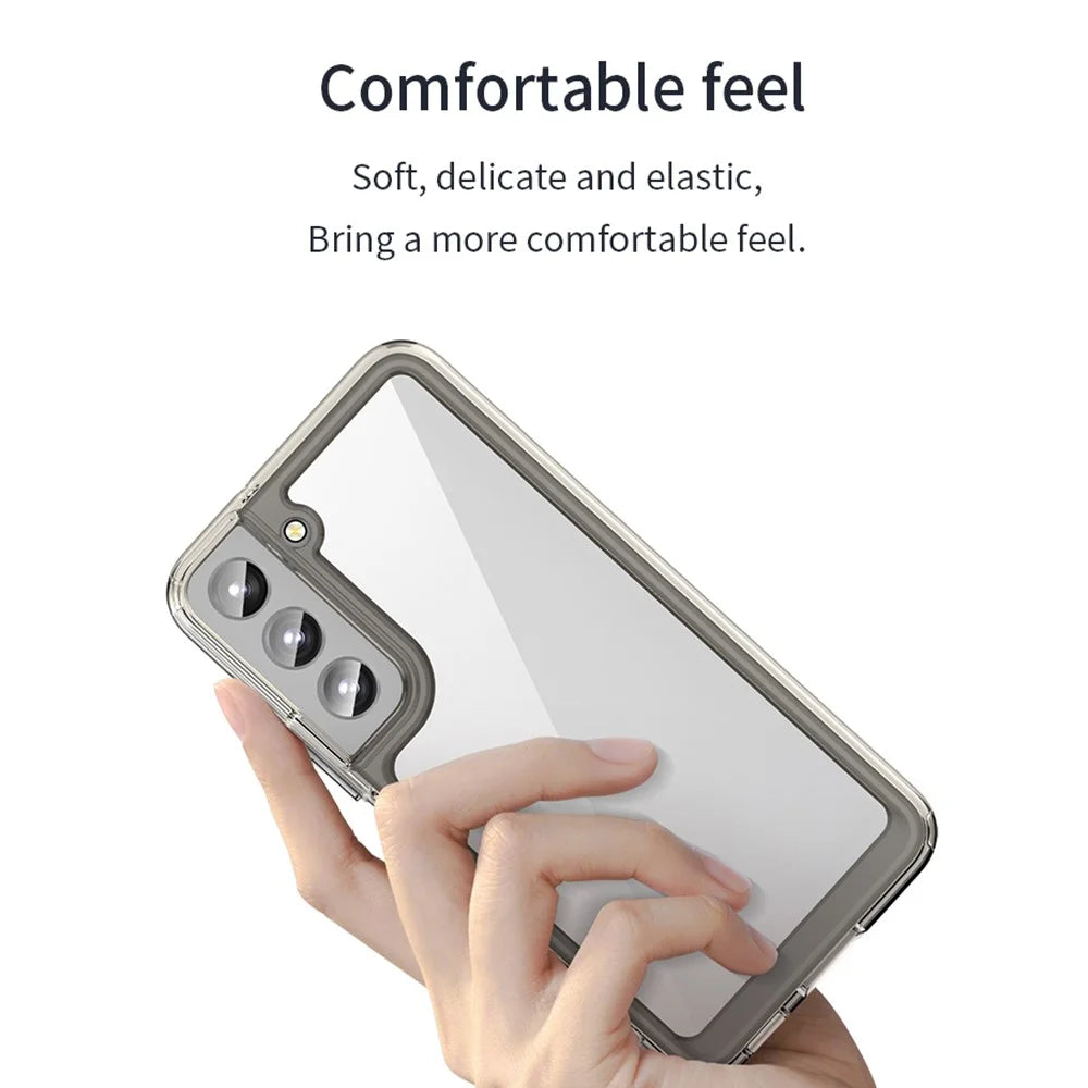 For Samsung Galaxy S22 5G TPU + Acrylic Anti-scratch Phone Case Protective Cover with Independent PC Buttons - Black - 3