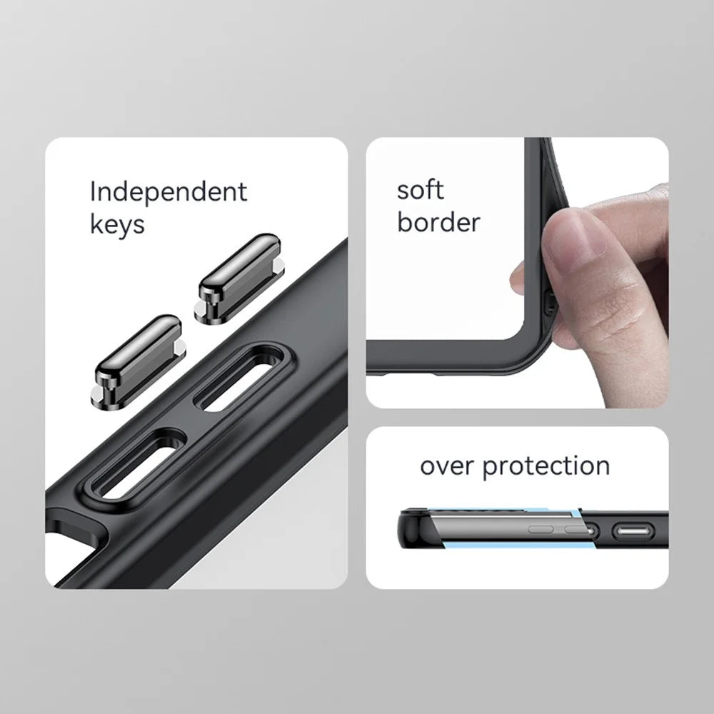 For Samsung Galaxy S22+ 5G Independent PC Buttons Protective Cover TPU + Acrylic Transparent Mobile Phone Case - Black - 4