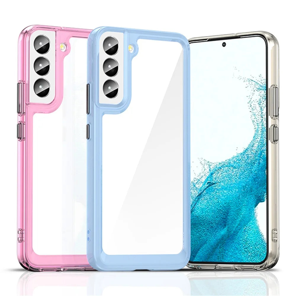 For Samsung Galaxy S22+ 5G Independent PC Buttons Protective Cover TPU + Acrylic Transparent Mobile Phone Case - Black - 5