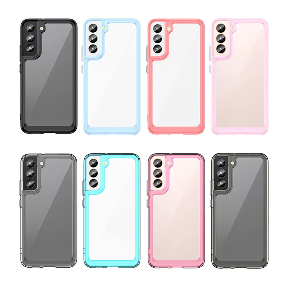 For Samsung Galaxy S22+ 5G Independent PC Buttons Protective Cover TPU + Acrylic Transparent Mobile Phone Case - Black - 6