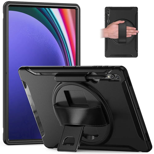For Samsung Galaxy Tab S8 Ultra X900 / X906 / S9 Ultra 360-Degree Rotary Kickstand PC + TPU Tablet Case with Hand Strap - 1