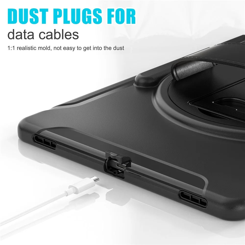 For Samsung Galaxy Tab S8 Ultra X900 / X906 / S9 Ultra 360-Degree Rotary Kickstand PC + TPU Tablet Case with Hand Strap - 3
