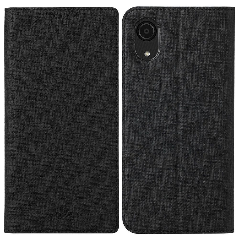 VILI DMX Series for Samsung Galaxy A03 Core PU Leather Phone Case, Card Holder Stand Protective Cover - Black - 1