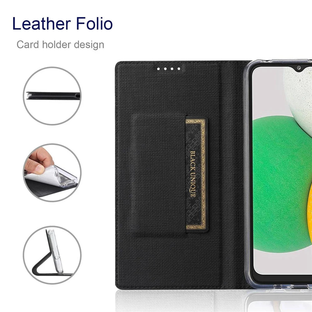 VILI DMX Series for Samsung Galaxy A03 Core PU Leather Phone Case, Card Holder Stand Protective Cover - Black - 2
