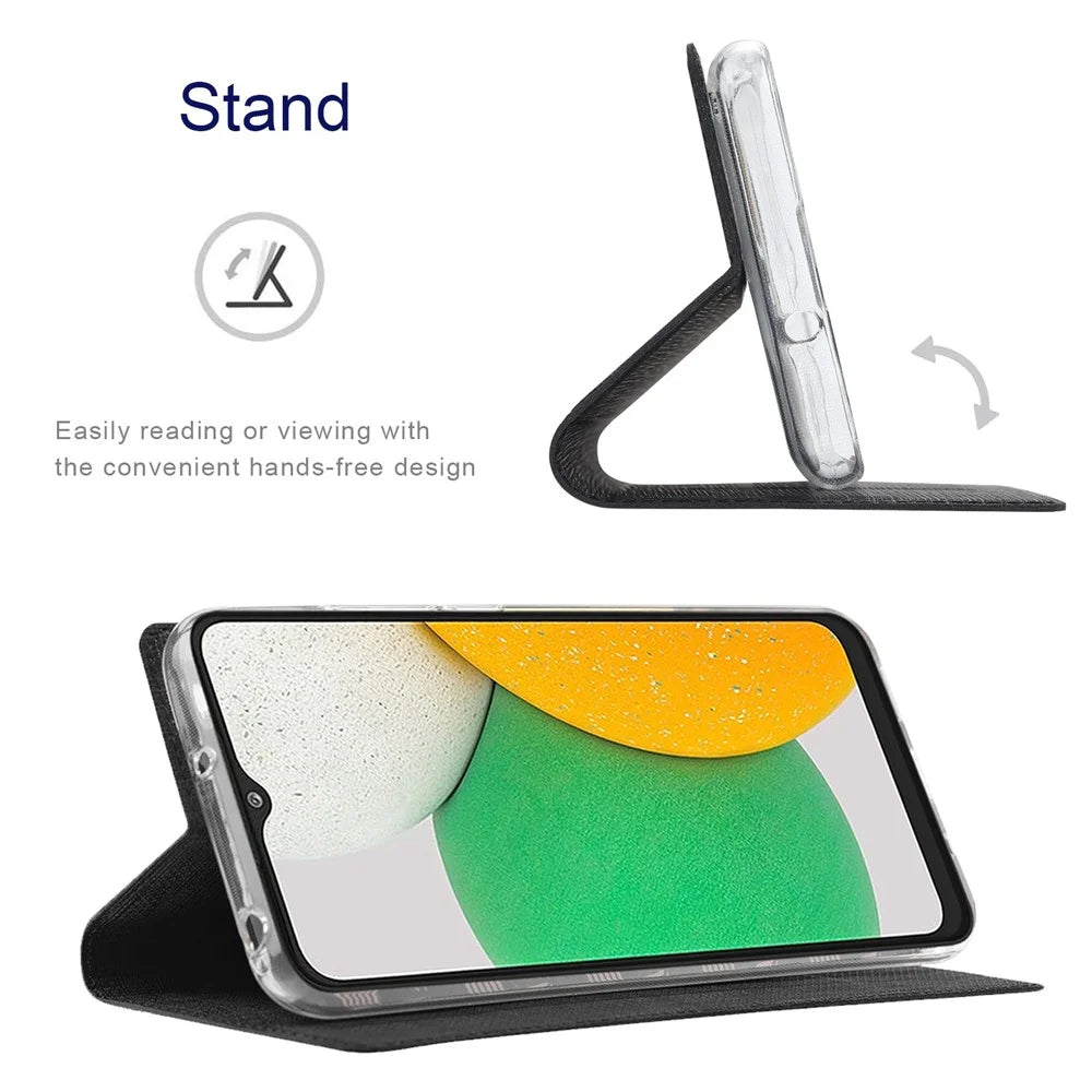 VILI DMX Series for Samsung Galaxy A03 Core PU Leather Phone Case, Card Holder Stand Protective Cover - Black - 3