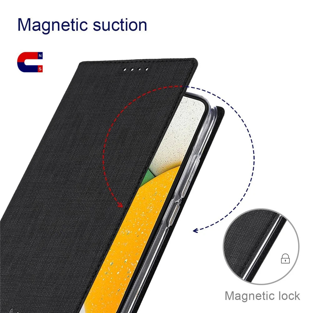 VILI DMX Series for Samsung Galaxy A03 Core PU Leather Phone Case, Card Holder Stand Protective Cover - Black - 4