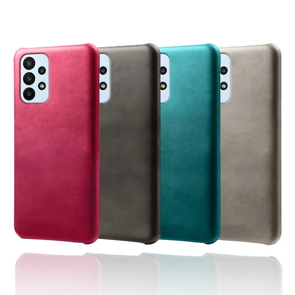 For Samsung Galaxy A23 5G (Global Version) / 4G Phone Cover Scratch-resistant Textured PU Leather Coated PC Phone Case - Black - 5