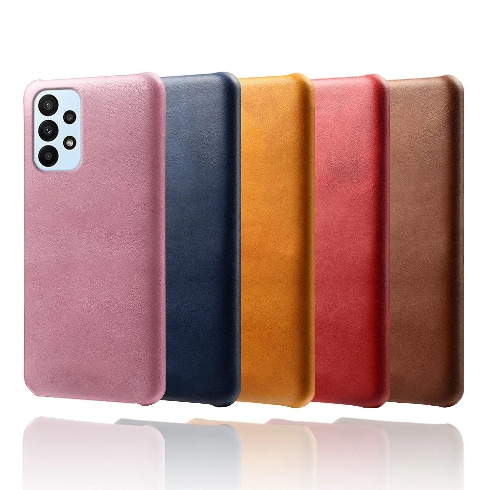 For Samsung Galaxy A23 5G (Global Version) / 4G Phone Cover Scratch-resistant Textured PU Leather Coated PC Phone Case - Black - 6