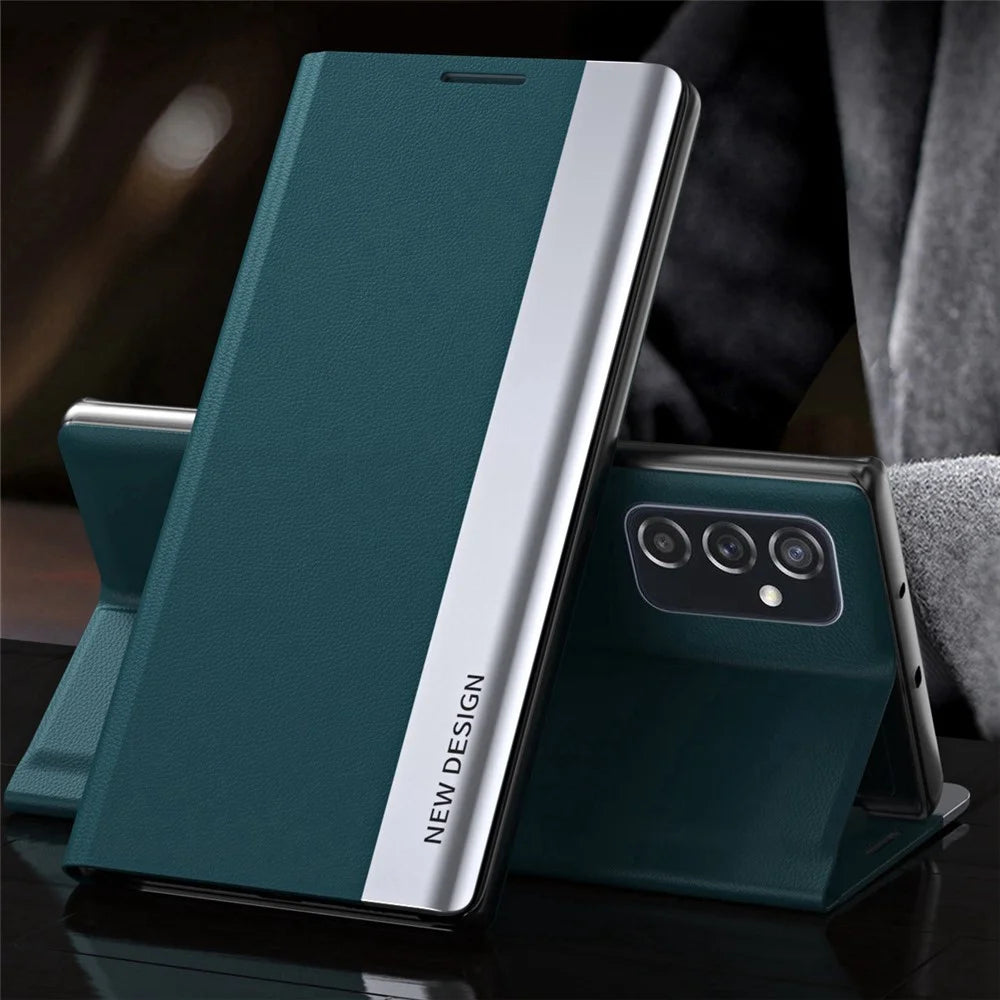 For Samsung Galaxy M23 5G / F23 5G Electroplating PU Leather Cover Full Protection Stand Phone Case - Green - 2
