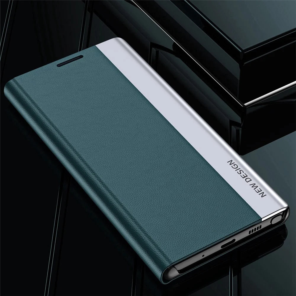 For Samsung Galaxy M23 5G / F23 5G Electroplating PU Leather Cover Full Protection Stand Phone Case - Green - 4