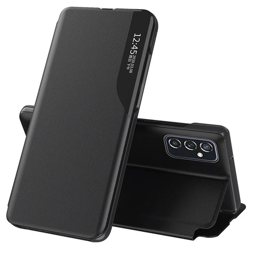 For Samsung Galaxy M23 5G/F23 5G View Window PU Leather Protective Cover Stand Design Phone Case - Black - 1