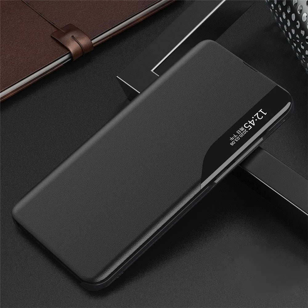 For Samsung Galaxy M23 5G/F23 5G View Window PU Leather Protective Cover Stand Design Phone Case - Black - 3