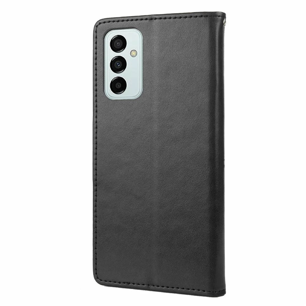 For Samsung Galaxy M23 5G/F23 5G PU Leather Butterfly Flower Imprinted Case Stand Wallet Design Protective Phone Cover - Black - 7
