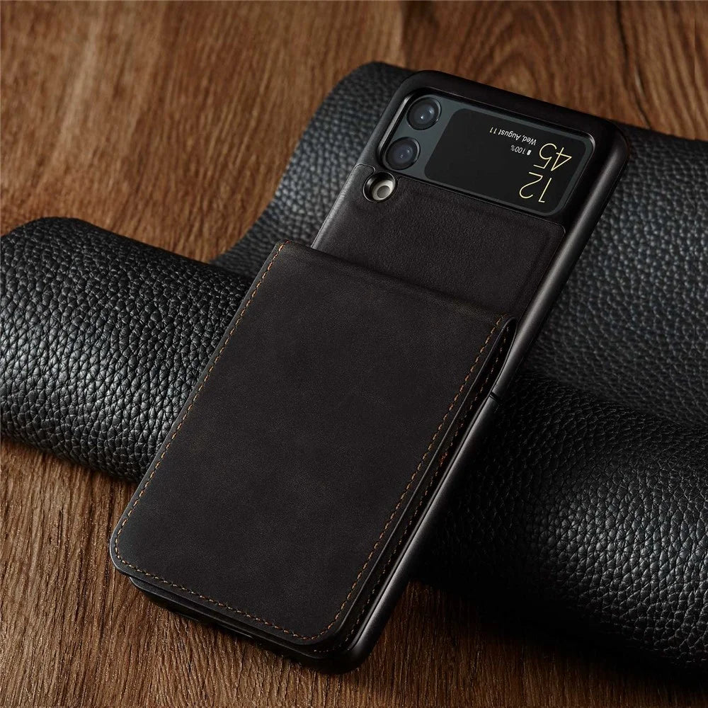FORWENW for Samsung Galaxy Z Flip3 5G Fantasy Series Skin-touch Cover Card Slot Design PU Leather Anti-fall Cell Phone Case - Black - 6
