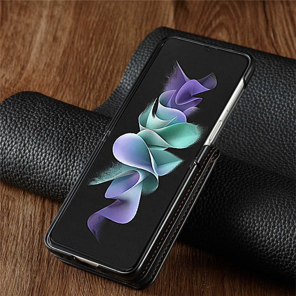 FORWENW for Samsung Galaxy Z Flip3 5G Fantasy Series Skin-touch Cover Card Slot Design PU Leather Anti-fall Cell Phone Case - Black - 7