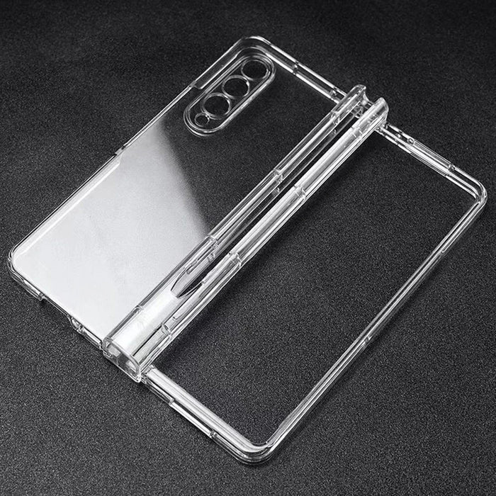 For Samsung Galaxy Z Fold3 5G Folding Transparent Phone Case Full Protection Anti-scratch Cover with Pen Holder - 1