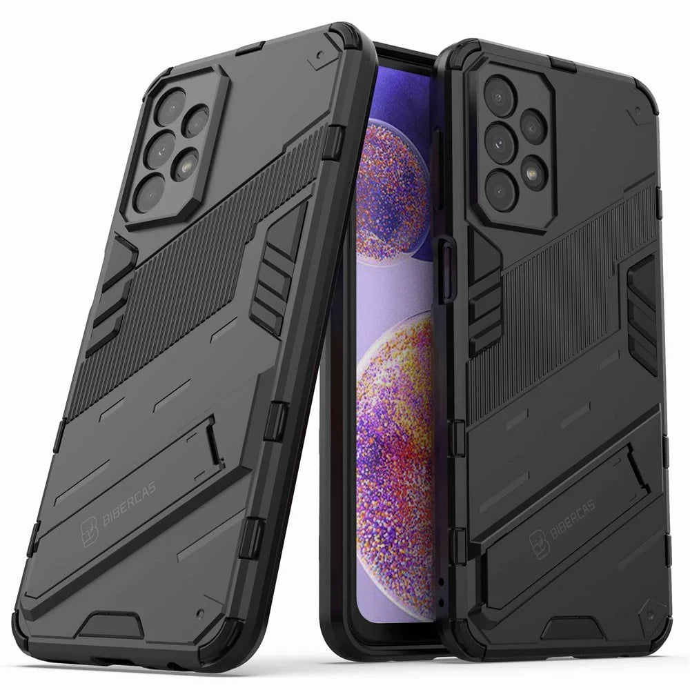 For Samsung Galaxy A23 5G (Global Version) / 4G Shockproof Armor Cover Hard PC Soft TPU Protective Phone Case with Kickstand - Black - 1