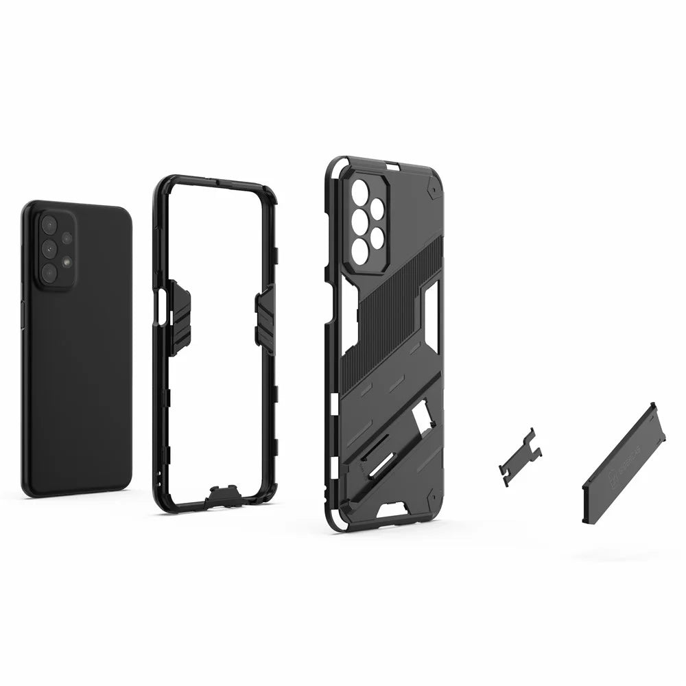 For Samsung Galaxy A23 5G (Global Version) / 4G Shockproof Armor Cover Hard PC Soft TPU Protective Phone Case with Kickstand - Black - 3