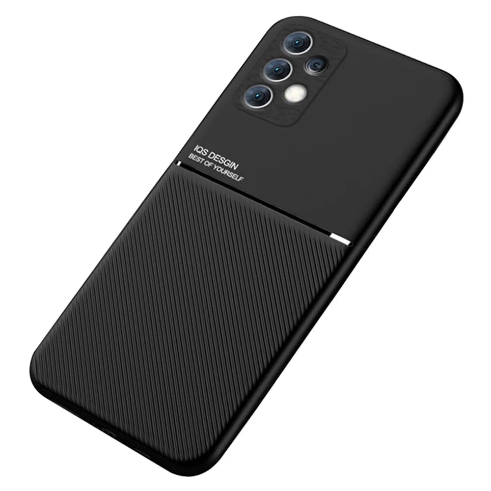 For Samsung Galaxy A33 5G Imprinted PU Leather + TPU Hybrid Case Inner Metal Sheet Phone Cover - Black - 1