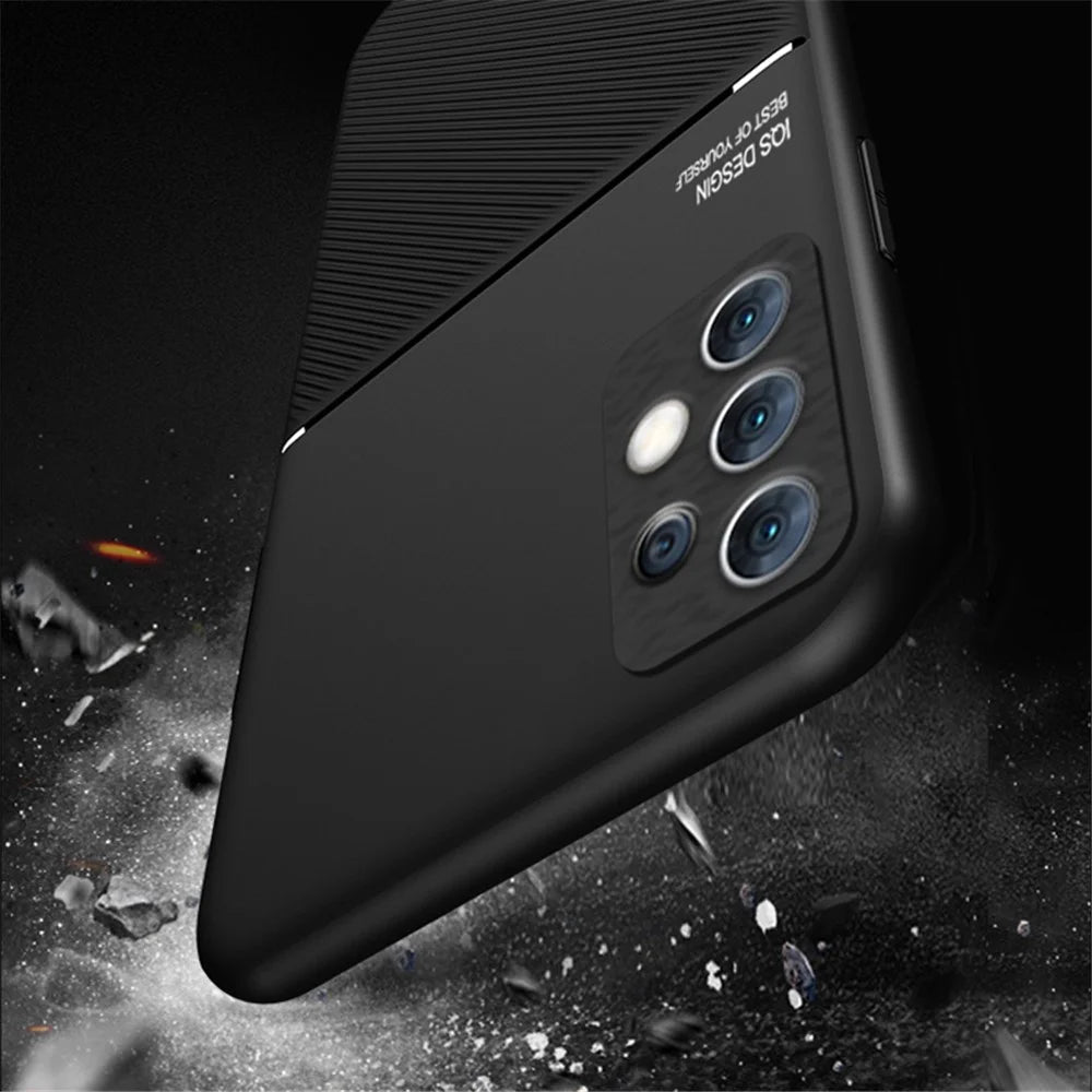 For Samsung Galaxy A33 5G Imprinted PU Leather + TPU Hybrid Case Inner Metal Sheet Phone Cover - Black - 5