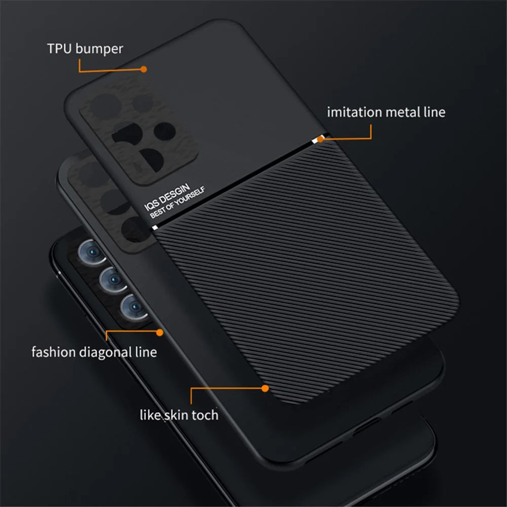 For Samsung Galaxy A33 5G Imprinted PU Leather + TPU Hybrid Case Inner Metal Sheet Phone Cover - Black - 6