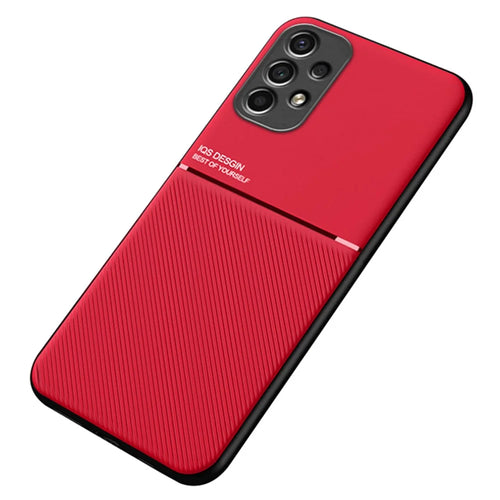 For Samsung Galaxy A13 4G Imprinted PU Leather Phone Case TPU Back Cover with Built-in Metal Sheet - Red - 1