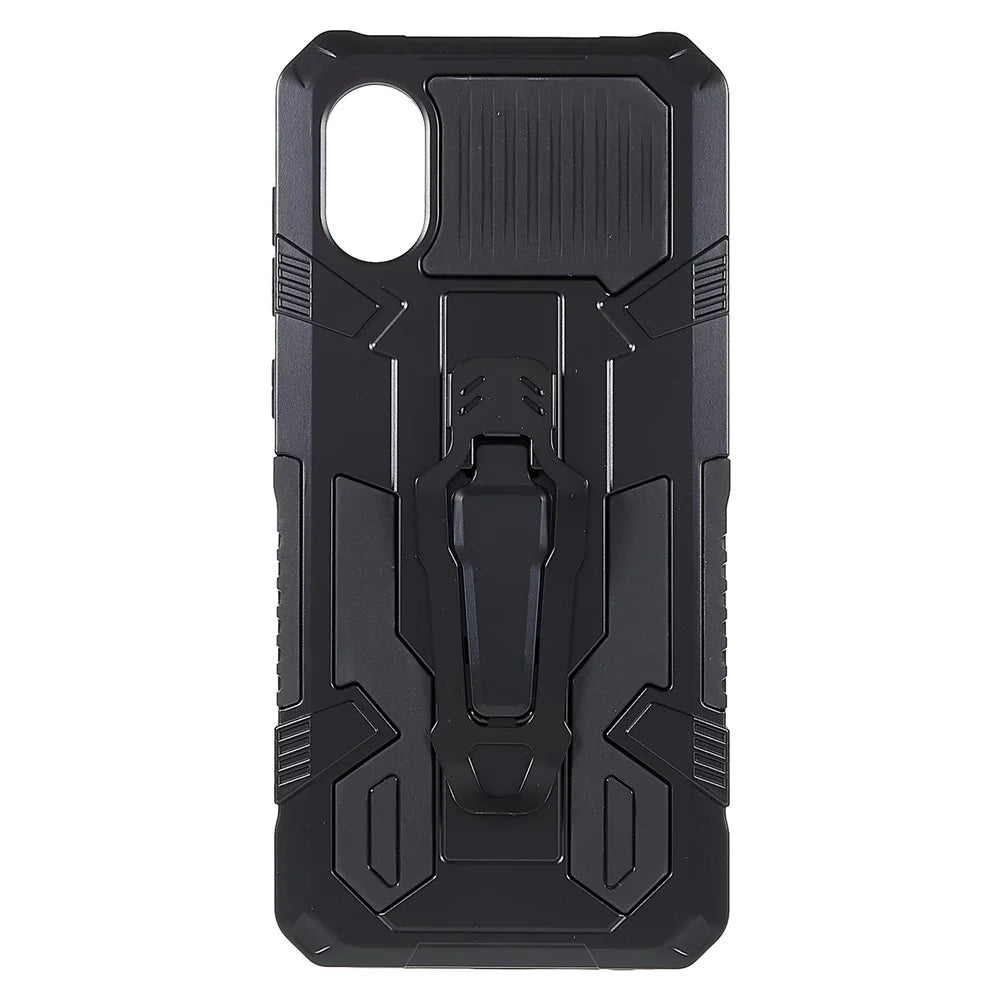 MechWarrior Project for Samsung Galaxy A03 Core Shockproof Anti-scratch Built-in Metal Sheet Hybrid Hard PC Soft TPU Case with Back Clip Kickstand - Black - 3
