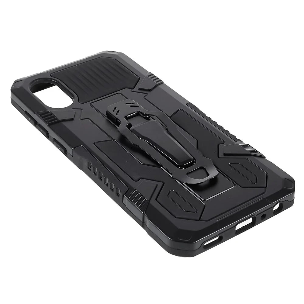 MechWarrior Project for Samsung Galaxy A03 Core Shockproof Anti-scratch Built-in Metal Sheet Hybrid Hard PC Soft TPU Case with Back Clip Kickstand - Black - 6