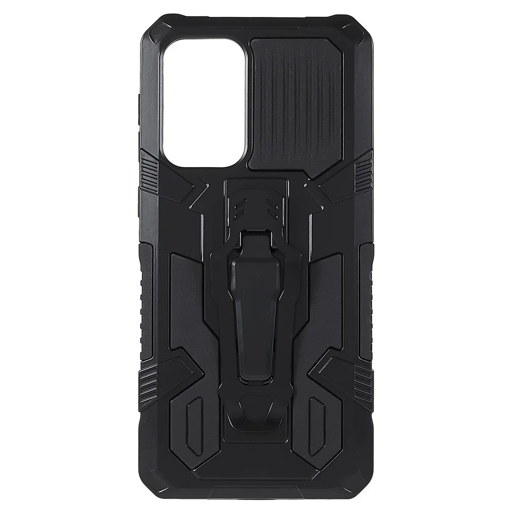 MechWarrior Project for Samsung Galaxy A33 5G Well-protected Anti-fall Built-in Metal Sheet Hybrid Hard PC Soft TPU Case with Back Clip Kickstand - Black - 3
