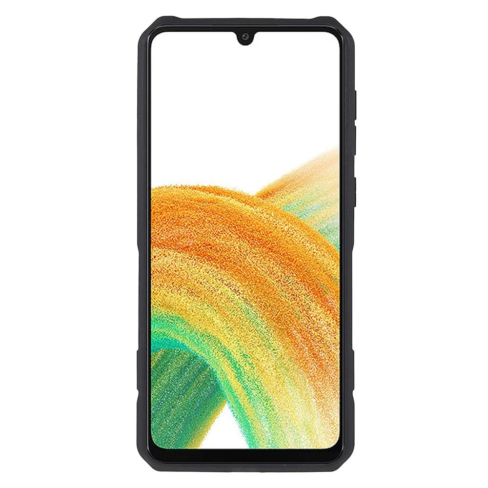 MechWarrior Project for Samsung Galaxy A33 5G Well-protected Anti-fall Built-in Metal Sheet Hybrid Hard PC Soft TPU Case with Back Clip Kickstand - Black - 5