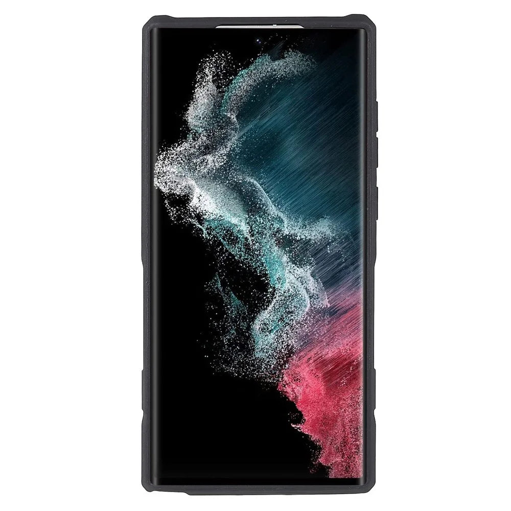 MechWarrior Project for Samsung Galaxy S22 Ultra 5G Hybrid Hard PC Soft TPU Airbag Anti-drop Cell Phone Case with Back Clip Kickstand - Black - 4