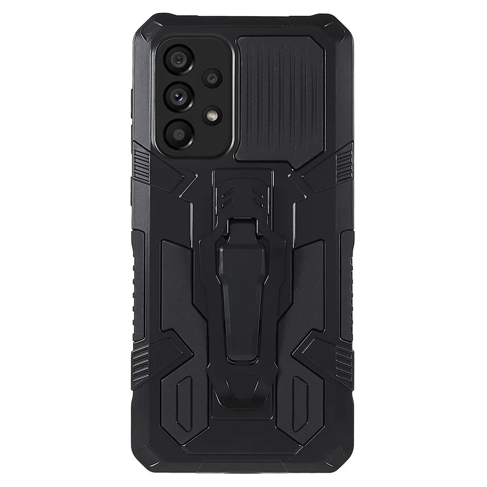 MechWarrior Project for Samsung Galaxy A53 5G Built-in Metal Sheet Hybrid Hard PC Soft TPU Anti-scratch Case with Back Clip Kickstand - Black - 2
