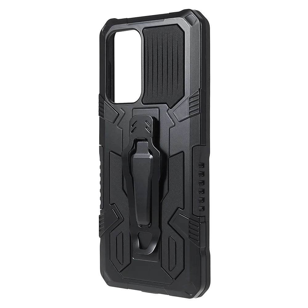 MechWarrior Project for Samsung Galaxy A53 5G Built-in Metal Sheet Hybrid Hard PC Soft TPU Anti-scratch Case with Back Clip Kickstand - Black - 4
