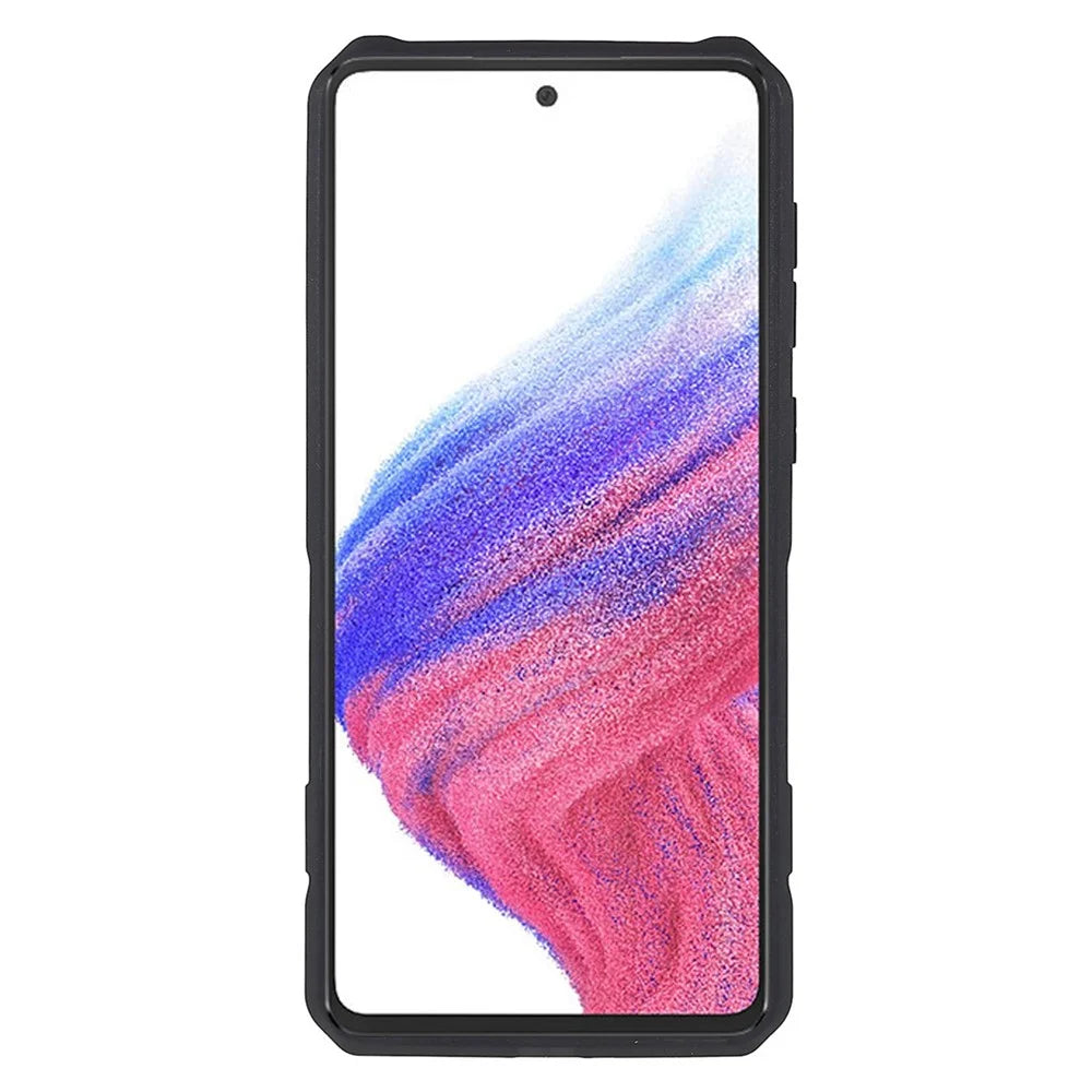MechWarrior Project for Samsung Galaxy A53 5G Built-in Metal Sheet Hybrid Hard PC Soft TPU Anti-scratch Case with Back Clip Kickstand - Black - 5