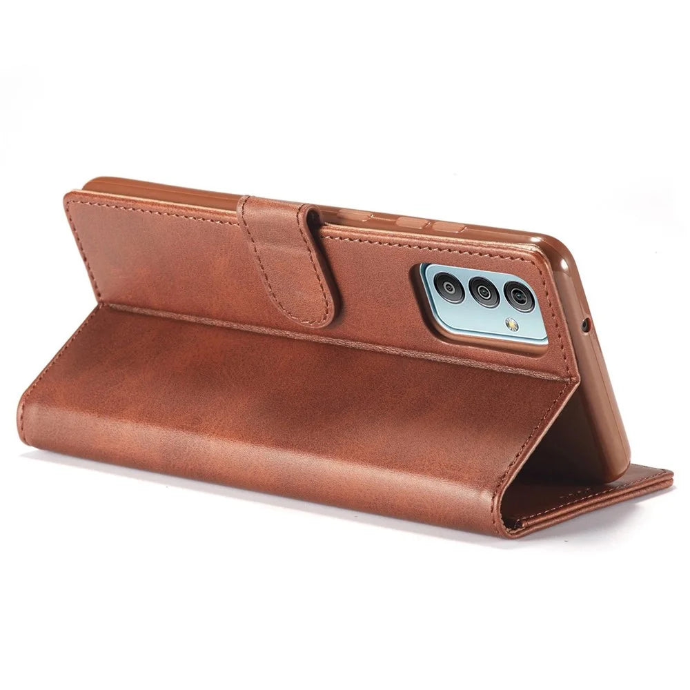 LC.IMEEKE For Samsung Galaxy M23 5G/F23 5G Textured PU Leather Magnetic Clasp Phone Case with Wallet Stand - Brown - 4