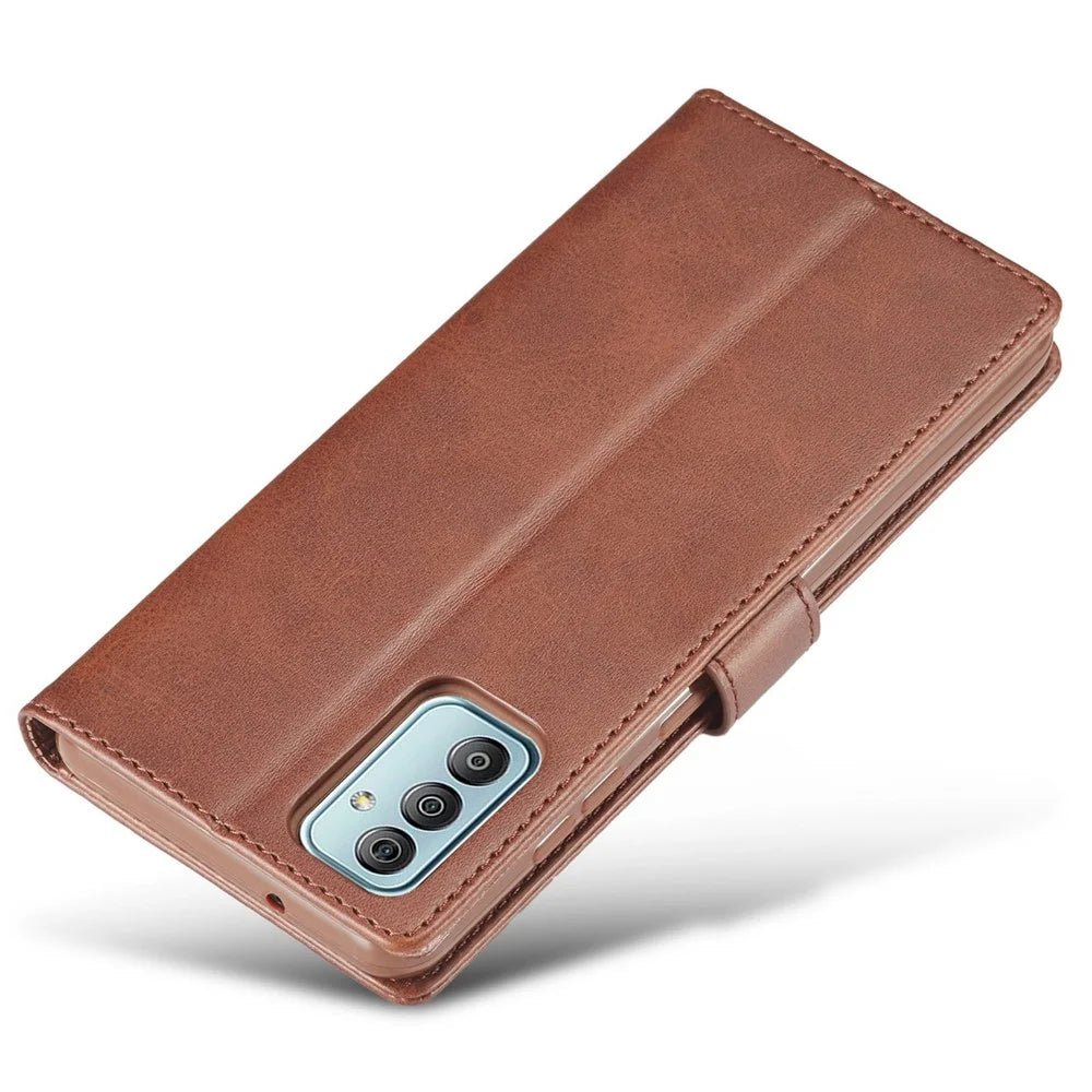 LC.IMEEKE For Samsung Galaxy M23 5G/F23 5G Textured PU Leather Magnetic Clasp Phone Case with Wallet Stand - Brown - 7
