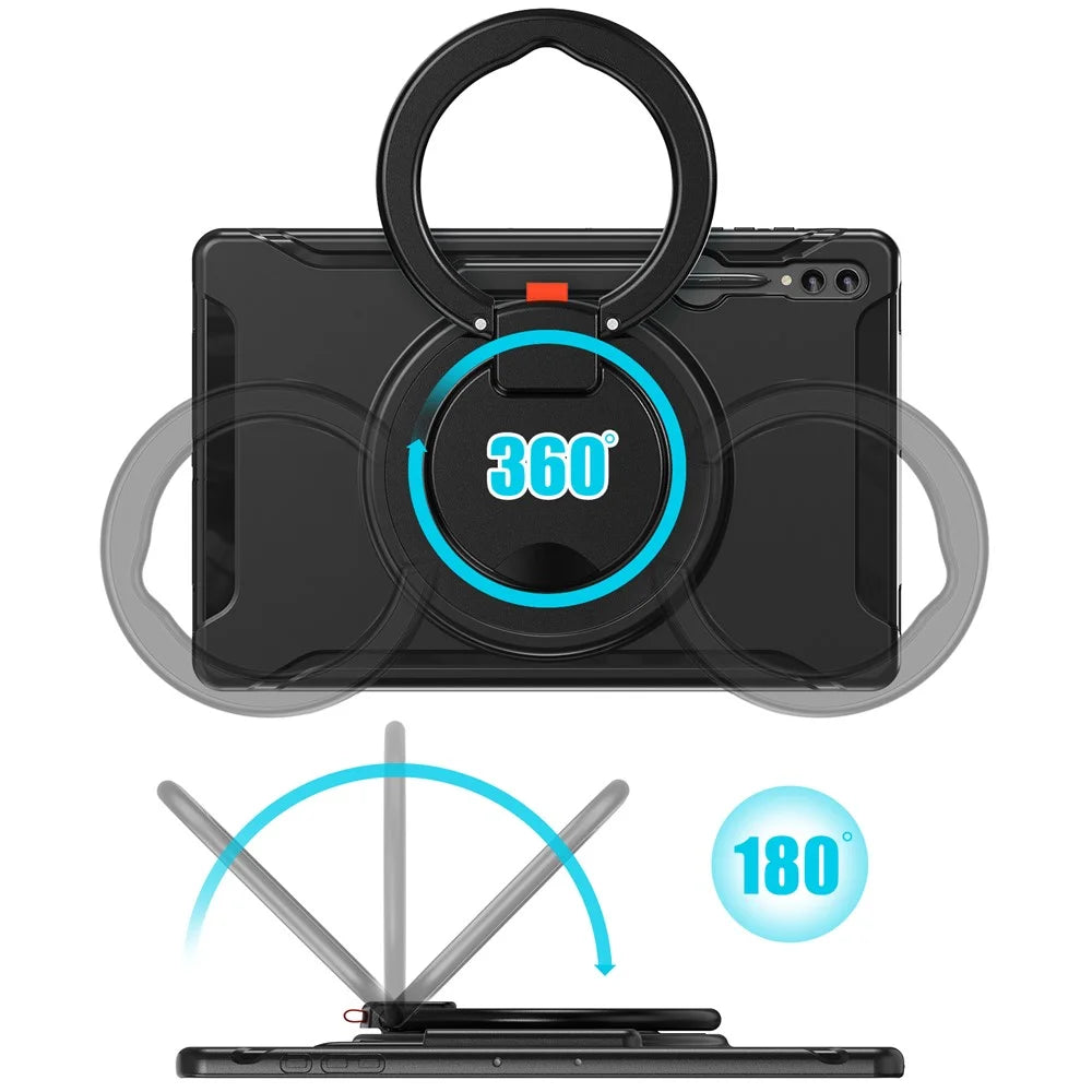 For Samsung Galaxy Tab S10 Ultra X920 / S9 Ultra X910 / S8 Ultra X900 / X906 Rotary Kickstand PC + TPU Tablet Case Cover with Pen Slot - 7
