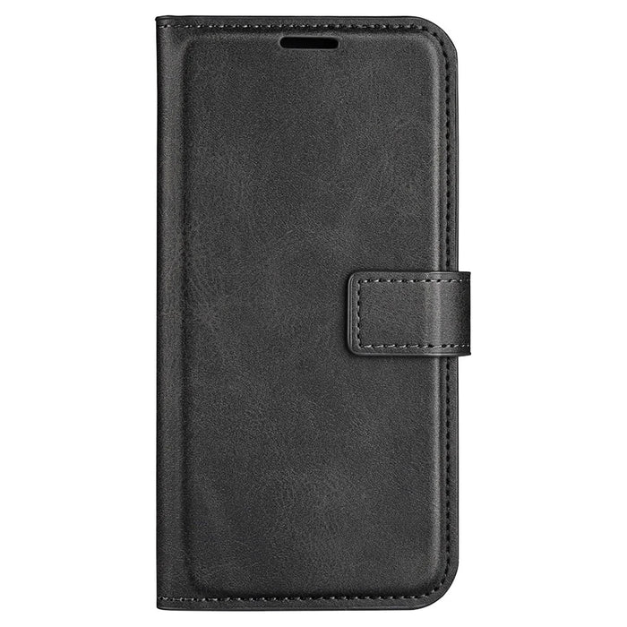 For Samsung Galaxy M33 5G (Global Version) Magnetic Clasp Textured PU Leather Stand Phone Case Wallet Folio Flip Cover - Black - 7