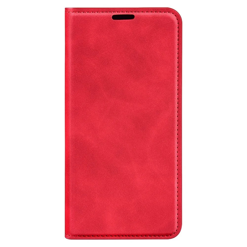 For Samsung Galaxy M33 5G (Global Version) Skin-touch Feeling PU Leather Auto Closure Magnetic Phone Case with Wallet Stand - Red - 5