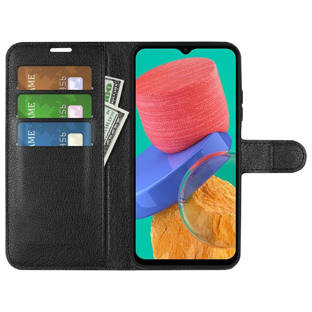 For Samsung Galaxy M33 5G (Global Version) Litchi Texture Leather Case Shockproof Stand Wallet Phone Protective Cover - Black - 2