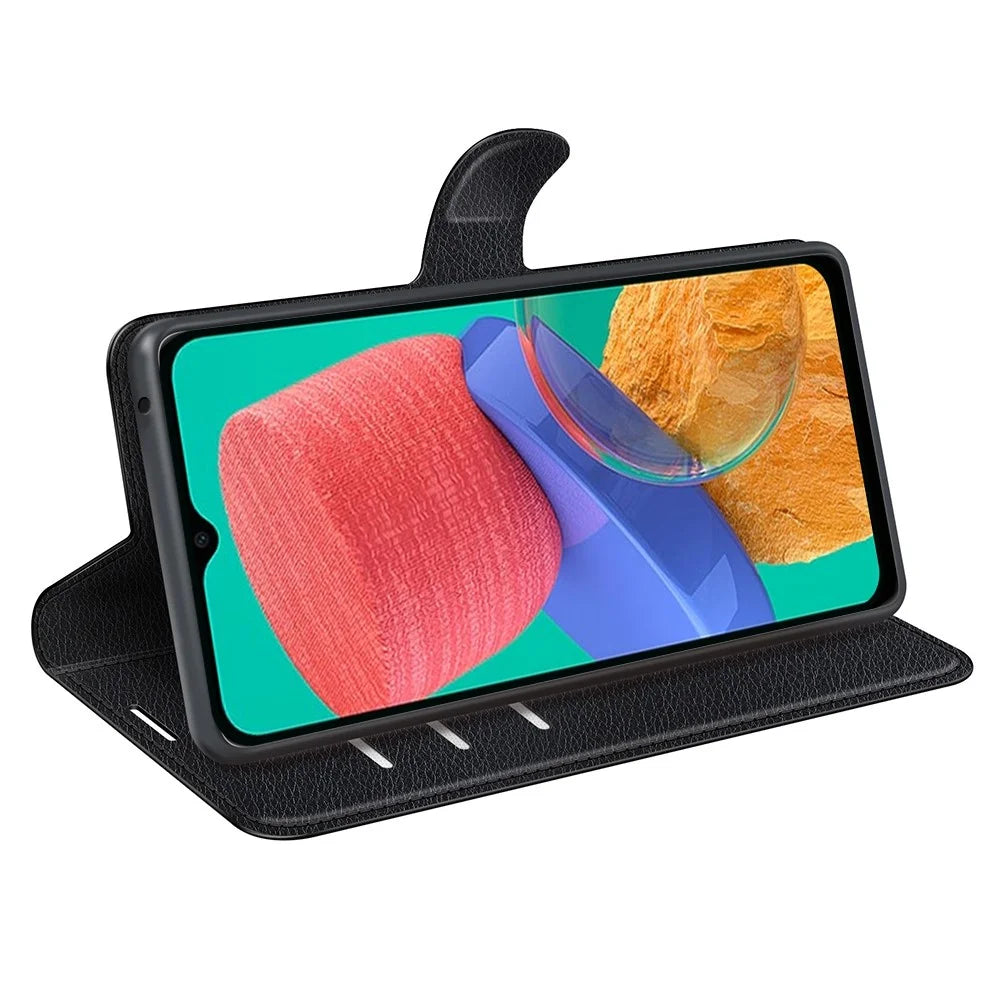 For Samsung Galaxy M33 5G (Global Version) Litchi Texture Leather Case Shockproof Stand Wallet Phone Protective Cover - Black - 3